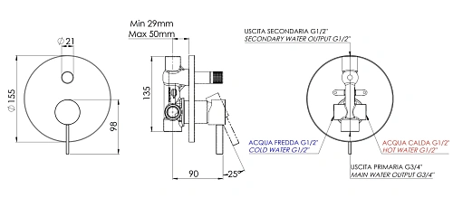 Смеситель для душа Remer Metrica MC09HXV, сталь Смеситель для душа Remer Metrica MC09HXV, сталь