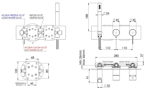 Смеситель для душа Remer Metrica MC97D2BO, белый матовый Смеситель для душа Remer Metrica MC97D2BO, белый матовый