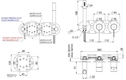 Смеситель для душа Remer Metrica MC97D3PBO, белый матовый Смеситель для душа Remer Metrica MC97D3PBO, белый матовый