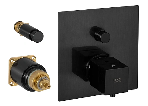 Смеситель для душа Remer Q-Elegance QT09KBCFP термостатический, черный брашированный хром Смеситель для душа Remer Q-Elegance QT09KBCFP термостатический, черный брашированный хром
