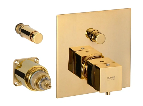 Смеситель для душа Remer Q-Elegance QT09KBDO термостатический, золото глянцевое Смеситель для душа Remer Q-Elegance QT09KBDO термостатический, золото глянцевое