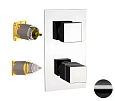 Смеситель для душа Remer Q-Elegance QT92KBCFP термостатический, черный брашированный хром Смеситель для душа Remer Q-Elegance QT92KBCFP термостатический, черный брашированный хром