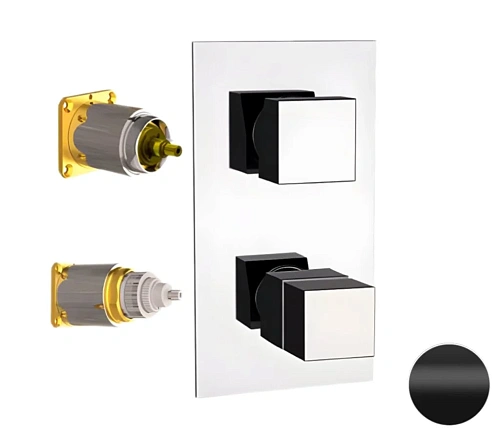 Смеситель для душа Remer Q-Elegance QT93KBNO термостатический, черный матовый Смеситель для душа Remer Q-Elegance QT93KBNO термостатический, черный матовый