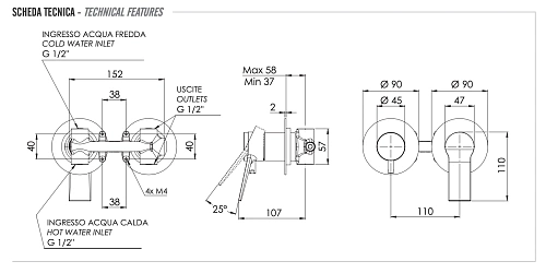 Смеситель для душа Remer Slash SL92ZPNO, черный матовый Смеситель для душа Remer Slash SL92ZPNO, черный матовый