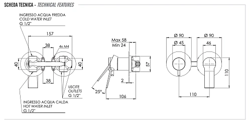 Смеситель для душа Remer Slash SL93ZP Смеситель для душа Remer Slash SL93ZP