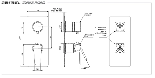 Смеситель для душа Remer Vanity V93KB Смеситель для душа Remer Vanity V93KB