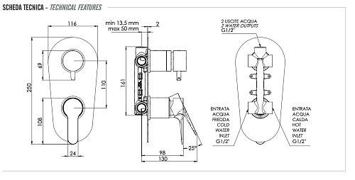 Смеситель для душа Remer Winner W92 Смеситель для душа Remer Winner W92