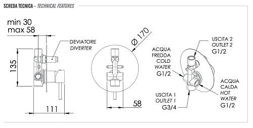 Смеситель для душа Remer X Style X09L Смеситель для душа Remer X Style X09L