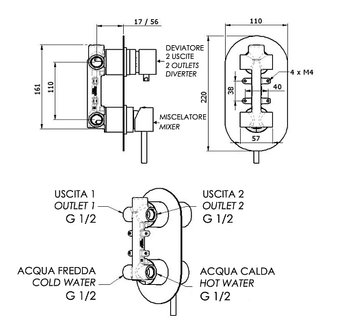 Смеситель для душа Remer X Style X92 Смеситель для душа Remer X Style X92