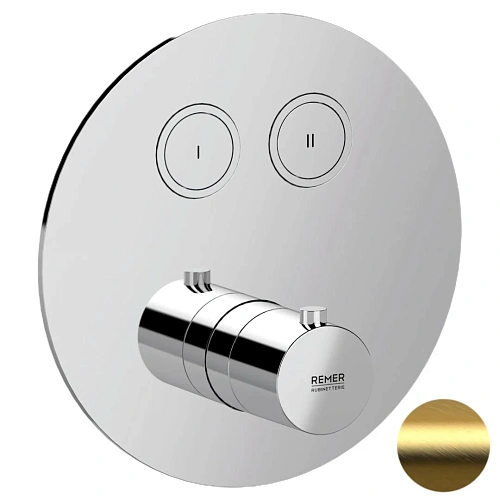 Смеситель для душа Remer X Style X99D2KBBG термостатический, золото брашированное Смеситель для душа Remer X Style X99D2KBBG термостатический, золото брашированное