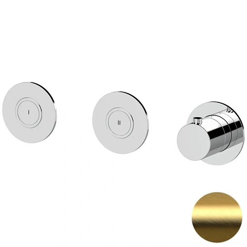 Смеситель для душа Remer X Style X99D2PKBBG термостатический, золото брашированное Смеситель для душа Remer X Style X99D2PKBBG термостатический, золото брашированное