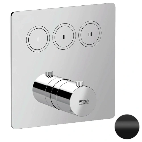 Смеситель для душа Remer X Style X99QD3KBNO термостатический, черный матовый Смеситель для душа Remer X Style X99QD3KBNO термостатический, черный матовый