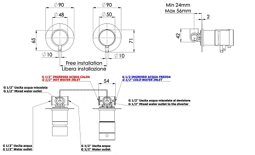 Смеситель для душа Remer X Style XT96 термостатический Смеситель для душа Remer X Style XT96 термостатический
