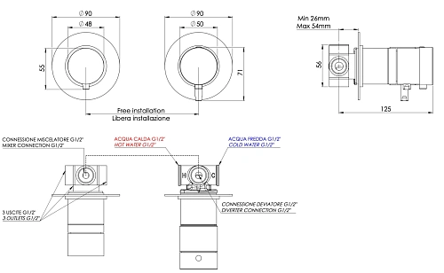 Смеситель для душа Remer X Style XT96D3BO термостатический, белый матовый Смеситель для душа Remer X Style XT96D3BO термостатический, белый матовый