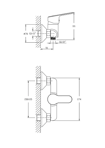 Смеситель для душа Rush Crete CR3535-63 Смеситель для душа Rush Crete CR3535-63
