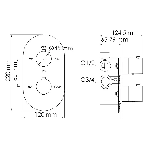 Смеситель для душа Wasserkraft Elbe 7400 7444 Thermo термостатический Смеситель для душа Wasserkraft Elbe 7400 7444 Thermo термостатический