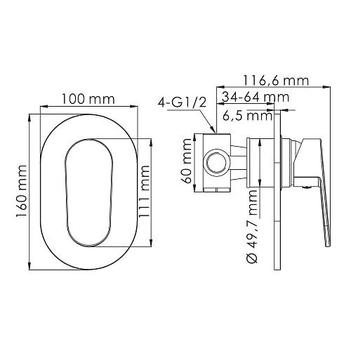 Смеситель для душа WasserKRAFT Donau 5351 хром Смеситель для душа WasserKRAFT Donau 5351 хром