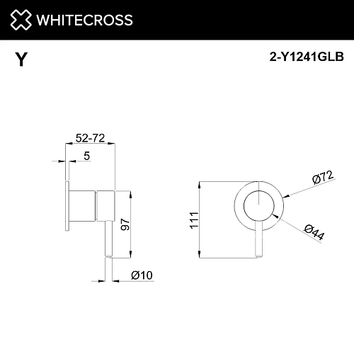 Смеситель для душа WHITECROSS 2-Y1241GLB брашированное золото внешняя часть на 1 потребитель Смеситель для душа WHITECROSS 2-Y1241GLB брашированное золото внешняя часть на 1 потребитель