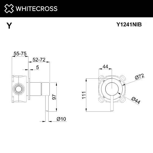 Смеситель для душа WHITECROSS Y Y1241NIB скрытого монтажа на 1 потребитель, брашированный никель Смеситель для душа WHITECROSS Y Y1241NIB скрытого монтажа на 1 потребитель, брашированный никель