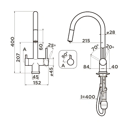 Смеситель для кухни Omoikiri Akita-S-SL 4994440 Смеситель для кухни Omoikiri Akita-S-SL 4994440