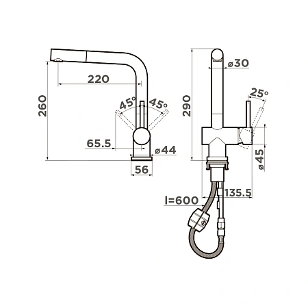 Смеситель для кухни Omoikiri Koriyama-S 4991006 Смеситель для кухни Omoikiri Koriyama-S 4991006