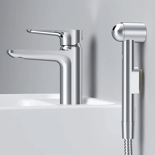 Смеситель для раковины AM.PM Inspire F5004000 с Гигиенический душем и донным клапаном Смеситель для раковины AM.PM Inspire F5004000 с Гигиенический душем и донным клапаном