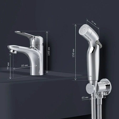 Смеситель для раковины AM.PM Sunny F85C03000 с гигиеническим душем, хром Смеситель для раковины AM.PM Sunny F85C03000 с гигиеническим душем, хром