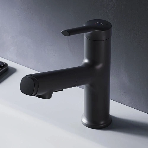 Смеситель для раковины AM.PM X-Joy F85B02922 с вытяжным изливом, черный Смеситель для раковины AM.PM X-Joy F85B02922 с вытяжным изливом, черный