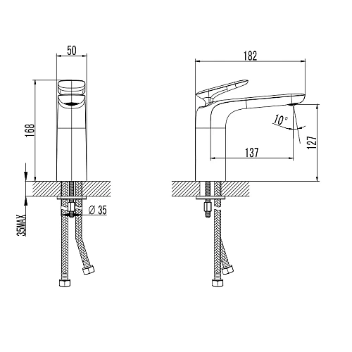 Смеситель для раковины AQUAme Como AQM6510MB Черный матовый Смеситель для раковины AQUAme Como AQM6510MB Черный матовый