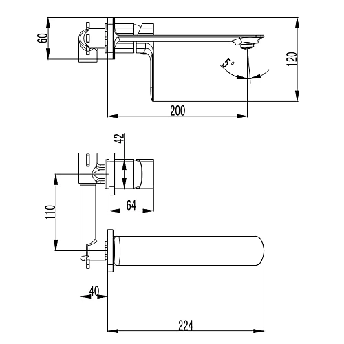 Смеситель для раковины AQUAme Monza AQM6315BG на 2 отв, внутр монтаж в компл, Brushed gold Смеситель для раковины AQUAme Monza AQM6315BG на 2 отв, внутр монтаж в компл, Brushed gold