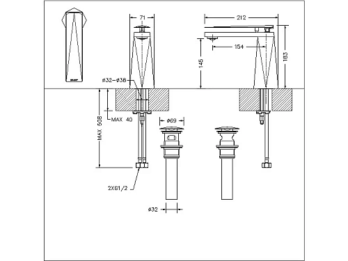 Смеситель для раковины Bravat DIAMOND F118102C-2-ENG Смеситель для раковины Bravat DIAMOND F118102C-2-ENG