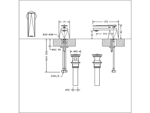 Смеситель для раковины Bravat DIAMOND F118102C-ENG Смеситель для раковины Bravat DIAMOND F118102C-ENG