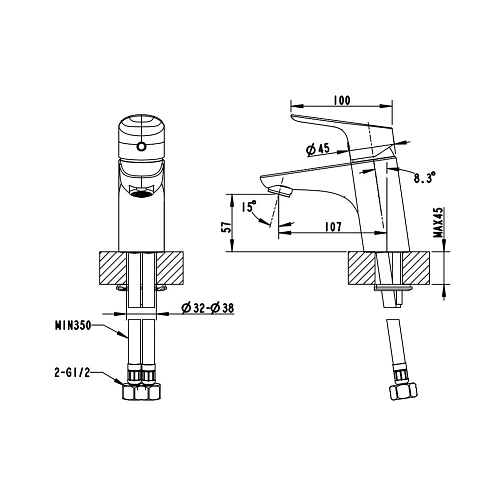 Смеситель для раковины Bravat Drop F14898C-1 Смеситель для раковины Bravat Drop F14898C-1