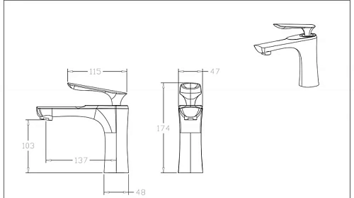 Смеситель для раковины Bravat F1390424BW-RUS Смеситель для раковины Bravat F1390424BW-RUS