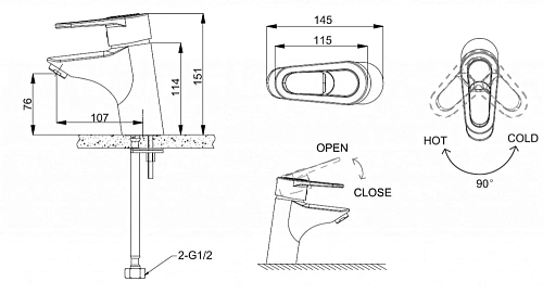 Смеситель для раковины Bravat Loop, черный F1124182BM-RUS Смеситель для раковины Bravat Loop, черный F1124182BM-RUS
