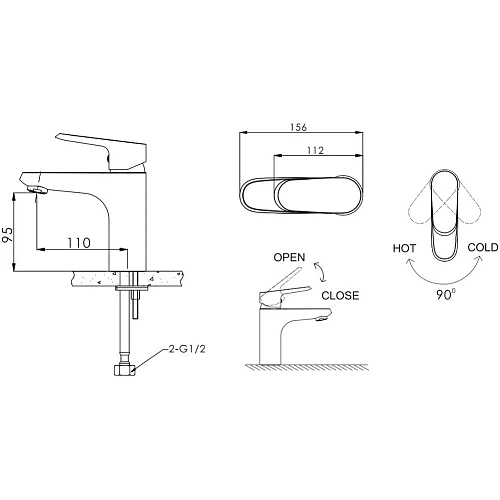 Смеситель для раковины Bravat Pure F1105161C Смеситель для раковины Bravat Pure F1105161C