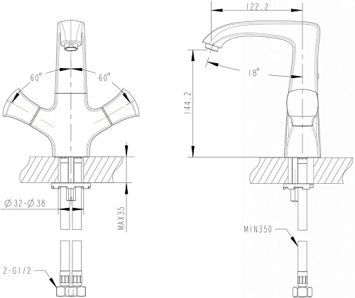 Смеситель для раковины Bravat Whirlpool F178112C Смеситель для раковины Bravat Whirlpool F178112C
