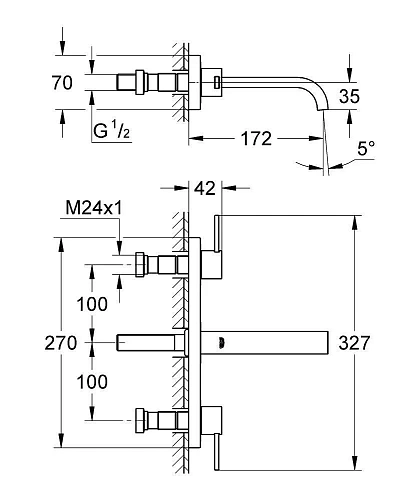 Смеситель для раковины GROHE Allure вынос 172 мм, хром (20189000) внешняя часть Смеситель для раковины GROHE Allure вынос 172 мм, хром (20189000) внешняя часть