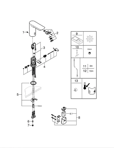 Смеситель для раковины GROHE Bau Cosmopolitan E (36451000) хром Смеситель для раковины GROHE Bau Cosmopolitan E (36451000) хром