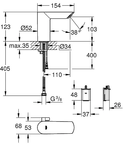 Смеситель для раковины GROHE Bau Cosmopolitan E (36451000) хром Смеситель для раковины GROHE Bau Cosmopolitan E (36451000) хром