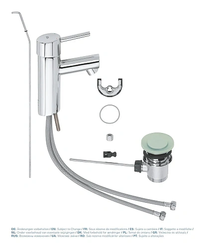 Смеситель для раковины GROHE Concetto с донным клапаном, низкий излив, хром (32204001) Смеситель для раковины GROHE Concetto с донным клапаном, низкий излив, хром (32204001)