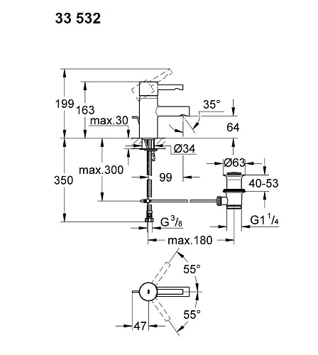 Смеситель для раковины Grohe Essence 33532000 Смеситель для раковины Grohe Essence 33532000