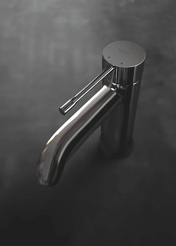 Смеситель для раковины GROHE Essence New с донным клапаном, темный графит глянец (23589A01) Смеситель для раковины GROHE Essence New с донным клапаном, темный графит глянец (23589A01)