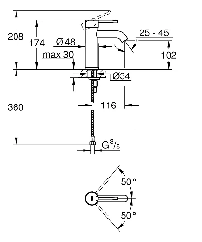 Смеситель для раковины GROHE Essence New, S-size, теплый закат глянец (23590DA1) Смеситель для раковины GROHE Essence New, S-size, теплый закат глянец (23590DA1)
