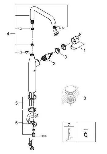Смеситель для раковины GROHE Essence New, холодный рассвет матовый (32901GN1) Смеситель для раковины GROHE Essence New, холодный рассвет матовый (32901GN1)
