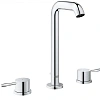 Смеситель для раковины GROHE Essence+ на 3 отверстия с донным клапаном и высоким изливом, хром (2029 20299001 Смеситель для раковины GROHE Essence+ на 3 отверстия с донным клапаном и высоким изливом, хром (2029 20299001