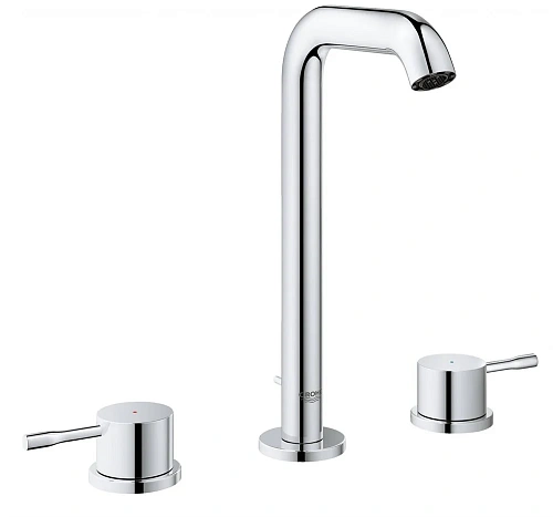 Смеситель для раковины GROHE Essence+ на 3 отверстия с донным клапаном и высоким изливом, хром (2029 20299001 Смеситель для раковины GROHE Essence+ на 3 отверстия с донным клапаном и высоким изливом, хром (2029 20299001