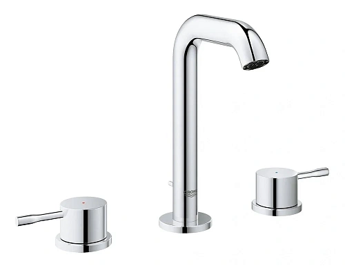 Смеситель для раковины GROHE Essence+ на 3 отверстия с донным клапаном, хром (20296001) Смеситель для раковины GROHE Essence+ на 3 отверстия с донным клапаном, хром (20296001)