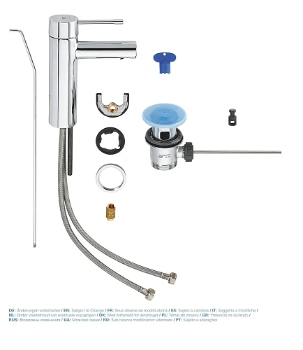 Смеситель для раковины GROHE Essence+ с донным клапаном и низким изливом, хром (32898001) Смеситель для раковины GROHE Essence+ с донным клапаном и низким изливом, хром (32898001)