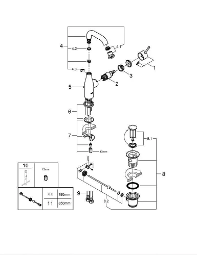 Смеситель для раковины GROHE Essence+ с донным клапаном и средним изливом, хром (23462001) Смеситель для раковины GROHE Essence+ с донным клапаном и средним изливом, хром (23462001)